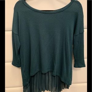 Teal Shirt with Silk back Ruffles